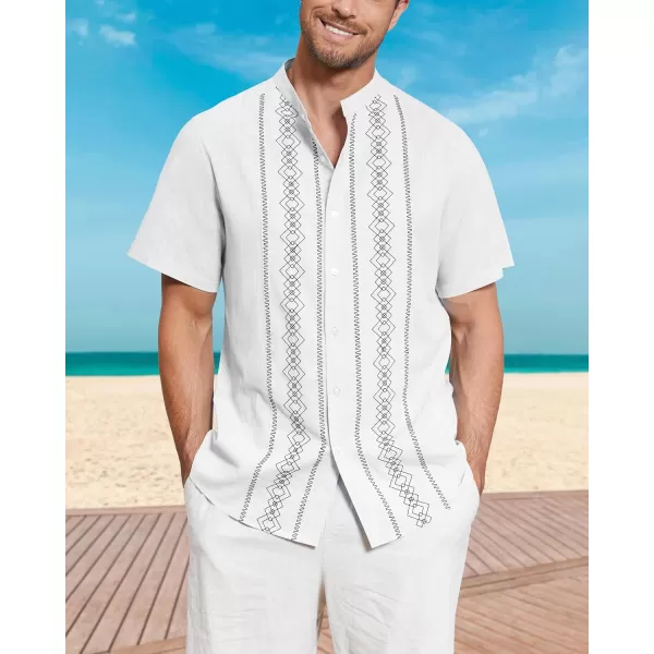 Cuban Guayabera Shirts for Men Short/Long Sleeve Casual Button Down Shirt Band Collar Beach Camp Mexican Shirt