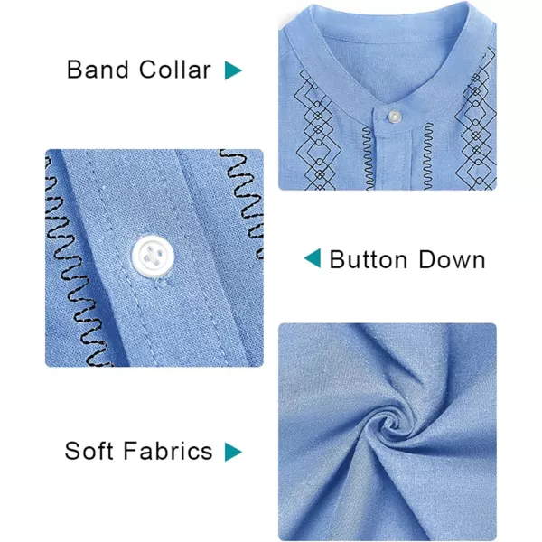 Cuban Guayabera Shirts for Men Short/Long Sleeve Casual Button Down Shirt Band Collar Beach Camp Mexican Shirt