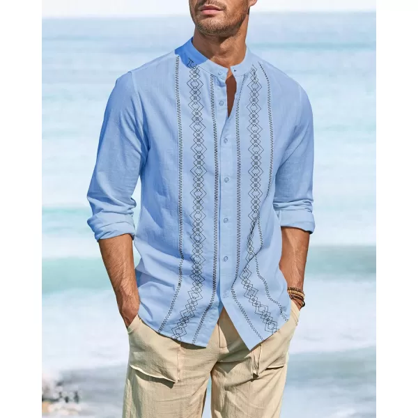 Cuban Guayabera Shirts for Men Short/Long Sleeve Casual Button Down Shirt Band Collar Beach Camp Mexican Shirt