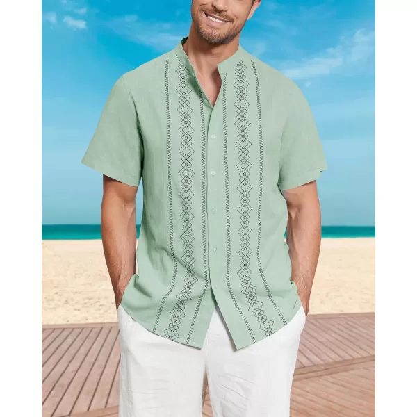 Cuban Guayabera Shirts for Men Short/Long Sleeve Casual Button Down Shirt Band Collar Beach Camp Mexican Shirt