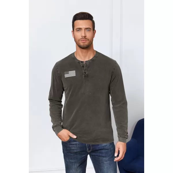 Mens Casual Button Short Sleeve Henley T-Shirts Patriotic Tactical Military Army Shirts for Men
