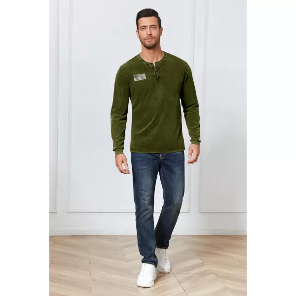 Mens Casual Button Short Sleeve Henley T-Shirts Patriotic Tactical Military Army Shirts for Men