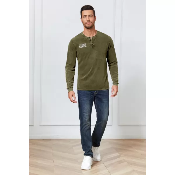 Mens Casual Button Short Sleeve Henley T-Shirts Patriotic Tactical Military Army Shirts for Men