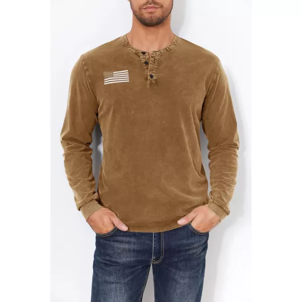 Mens Casual Button Short Sleeve Henley T-Shirts Patriotic Tactical Military Army Shirts for Men