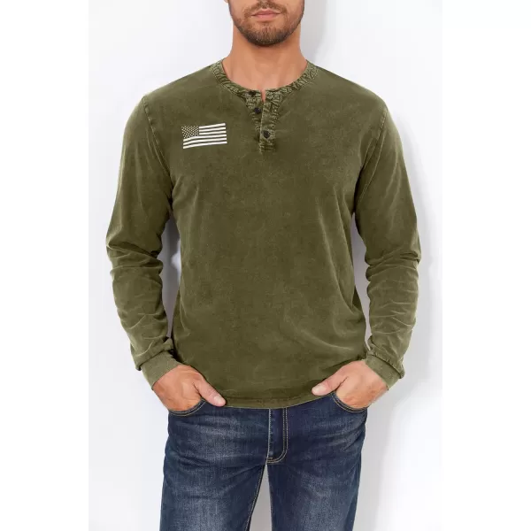 Mens Casual Button Short Sleeve Henley T-Shirts Patriotic Tactical Military Army Shirts for Men