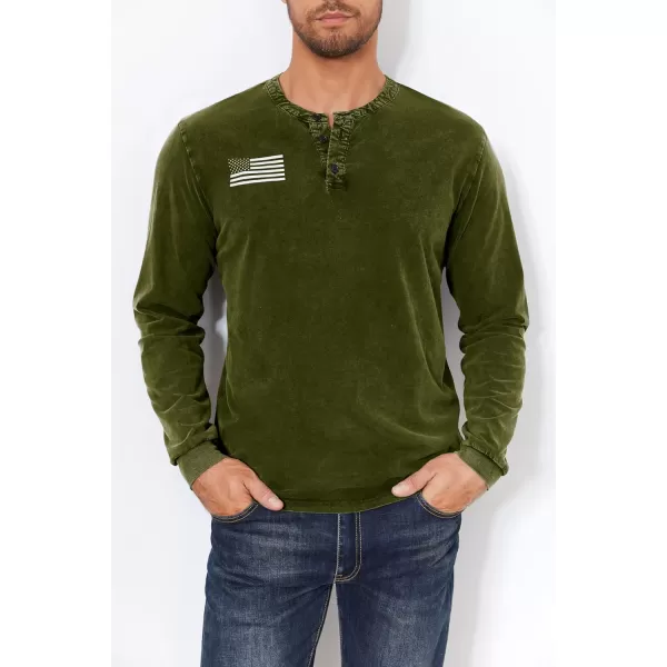 Mens Casual Button Short Sleeve Henley T-Shirts Patriotic Tactical Military Army Shirts for Men