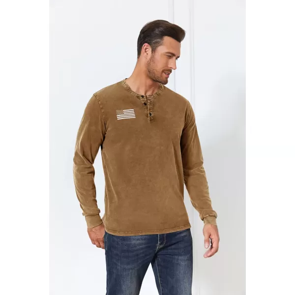 Mens Casual Button Short Sleeve Henley T-Shirts Patriotic Tactical Military Army Shirts for Men