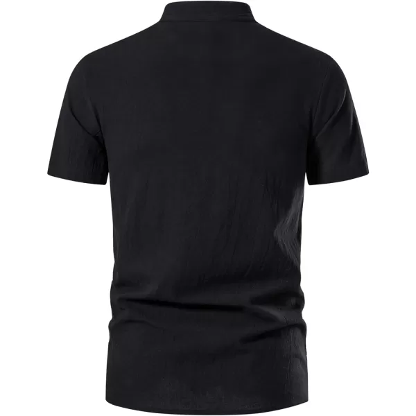 Mens Cotton Linen Shirts Lace Up Short/Long Sleeve Henley Pirate Shirt Casual V Neck for Beach Renaissance Viking Hippie