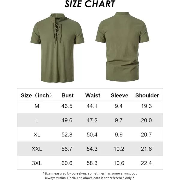 Mens Cotton Linen Shirts Lace Up Short/Long Sleeve Henley Pirate Shirt Casual V Neck for Beach Renaissance Viking Hippie