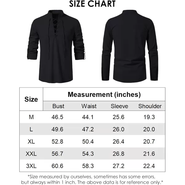 Mens Cotton Linen Shirts Lace Up Short/Long Sleeve Henley Pirate Shirt Casual V Neck for Beach Renaissance Viking Hippie