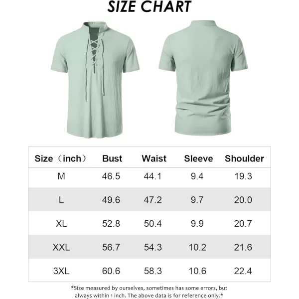Mens Cotton Linen Shirts Lace Up Short/Long Sleeve Henley Pirate Shirt Casual V Neck for Beach Renaissance Viking Hippie