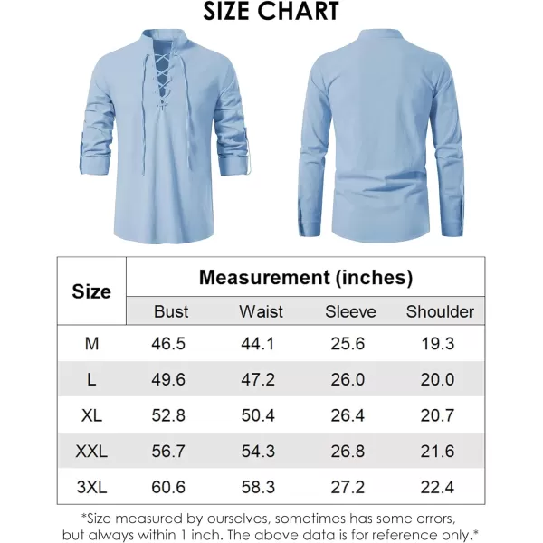 Mens Cotton Linen Shirts Lace Up Short/Long Sleeve Henley Pirate Shirt Casual V Neck for Beach Renaissance Viking Hippie