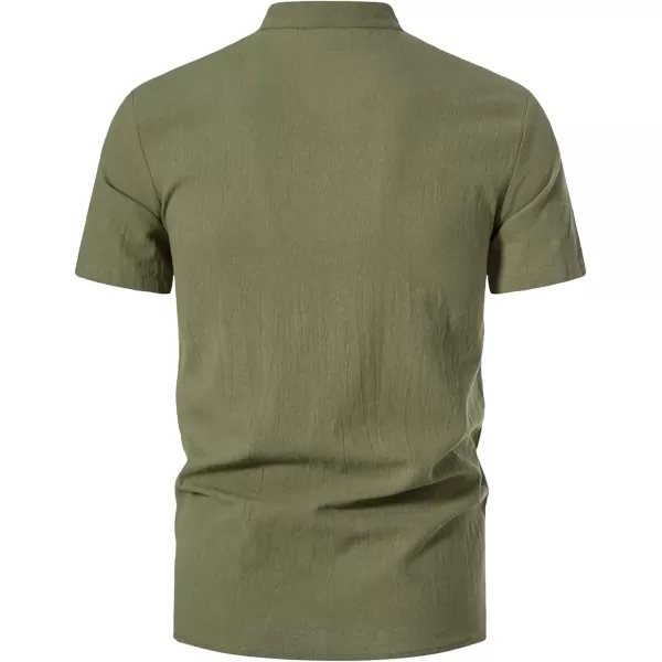 Mens Cotton Linen Shirts Lace Up Short/Long Sleeve Henley Pirate Shirt Casual V Neck for Beach Renaissance Viking Hippie