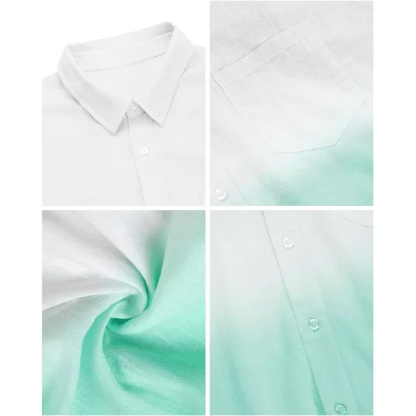 Mens Gradient Linen Shirts Casual Button Down Short Sleeve Beach Summer Shirts