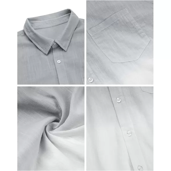 Mens Gradient Linen Shirts Casual Button Down Short Sleeve Beach Summer Shirts