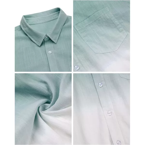 Mens Gradient Linen Shirts Casual Button Down Short Sleeve Beach Summer Shirts