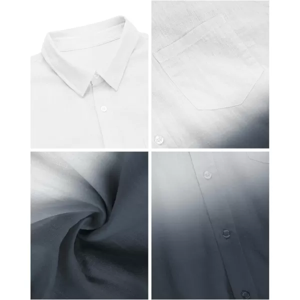 Mens Gradient Linen Shirts Casual Button Down Short Sleeve Beach Summer Shirts