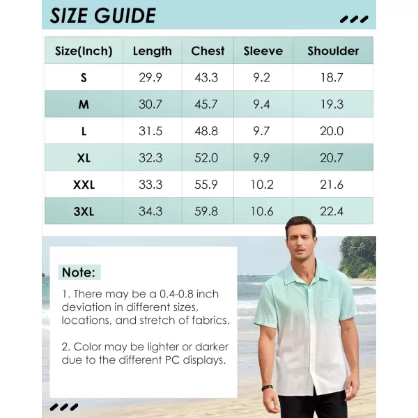 Mens Gradient Linen Shirts Casual Button Down Short Sleeve Beach Summer Shirts