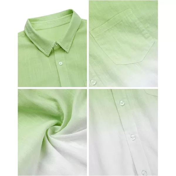 Mens Gradient Linen Shirts Casual Button Down Short Sleeve Beach Summer Shirts