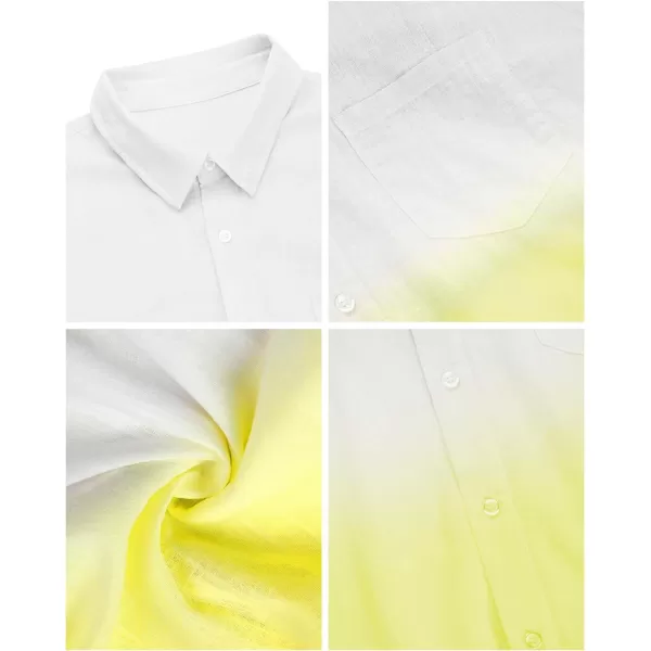 Mens Gradient Linen Shirts Casual Button Down Short Sleeve Beach Summer Shirts