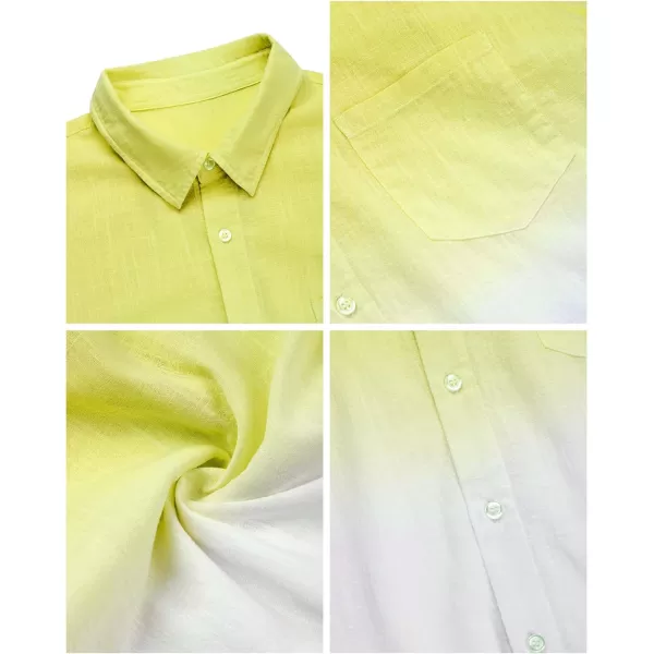 Mens Gradient Linen Shirts Casual Button Down Short Sleeve Beach Summer Shirts