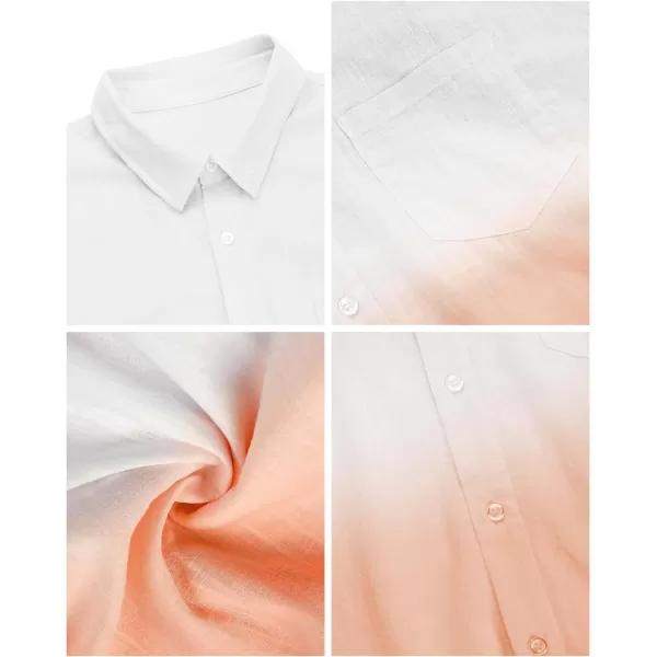 Mens Gradient Linen Shirts Casual Button Down Short Sleeve Beach Summer Shirts