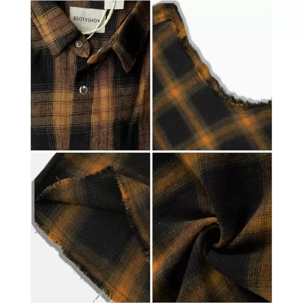 Men's Sleeveless Flannel Plaid Shirts Casual Button Down Cowboy Vest Shirts