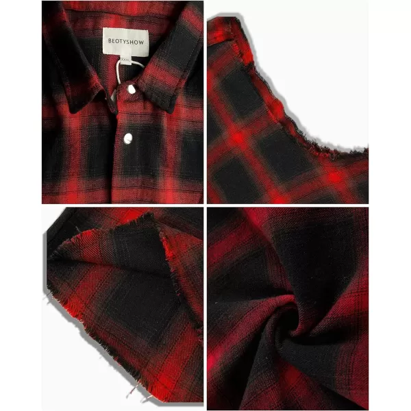 Men's Sleeveless Flannel Plaid Shirts Casual Button Down Cowboy Vest Shirts