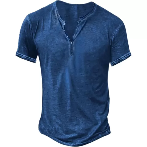Beotyshow Mens Distressed Henley Shirts Short/Long Sleeve Button T-Shirt Slim Fit Cotton Casual Shirt