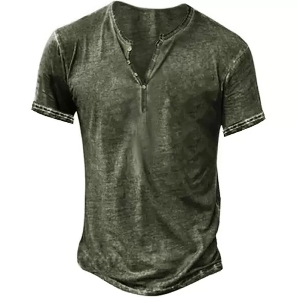 Beotyshow Mens Distressed Henley Shirts Short/Long Sleeve Button T-Shirt Slim Fit Cotton Casual Shirt