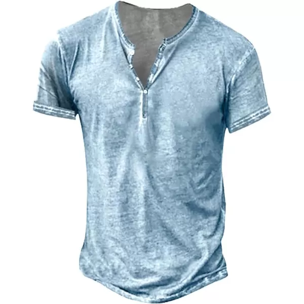 Beotyshow Mens Distressed Henley Shirts Short/Long Sleeve Button T-Shirt Slim Fit Cotton Casual Shirt