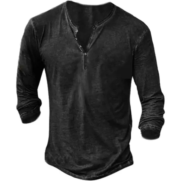 Beotyshow Mens Distressed Henley Shirts Short/Long Sleeve Button T-Shirt Slim Fit Cotton Casual Shirt