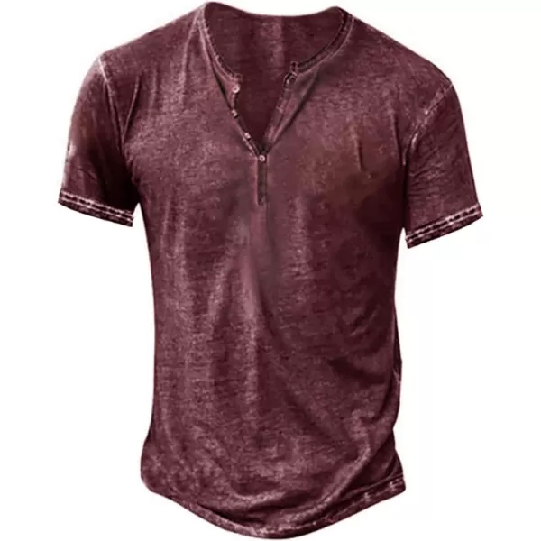 Beotyshow Mens Distressed Henley Shirts Short/Long Sleeve Button T-Shirt Slim Fit Cotton Casual Shirt