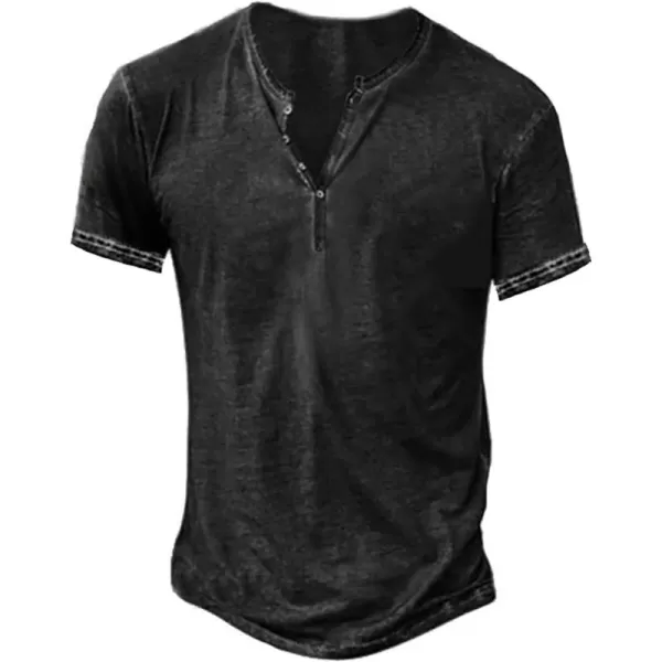 Beotyshow Mens Distressed Henley Shirts Short/Long Sleeve Button T-Shirt Slim Fit Cotton Casual Shirt