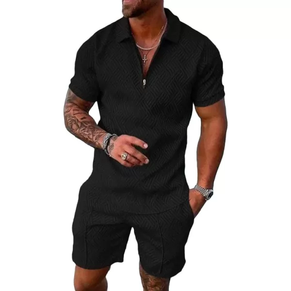 Beotyshow Mens Polo Shirt and Shorts Sets Outfits 2 Piece Fashion Summer Tracksuits Casual Short Sleeve Set