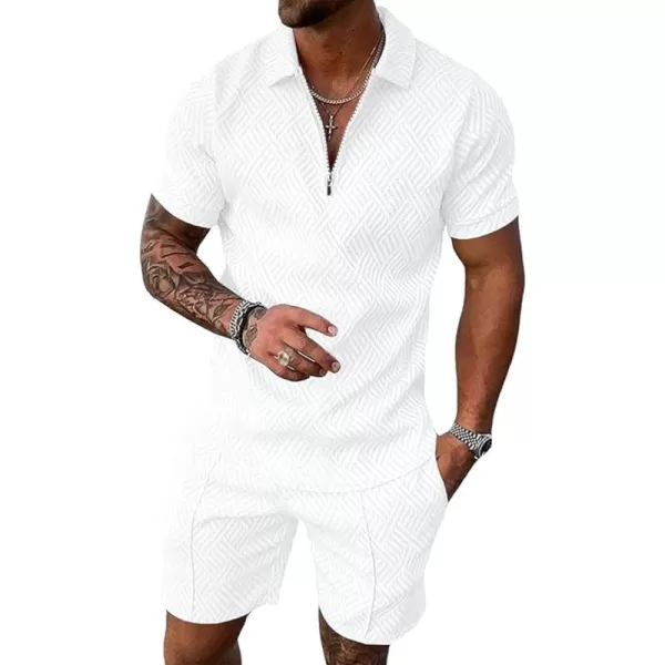 Beotyshow Mens Polo Shirt and Shorts Sets Outfits 2 Piece Fashion Summer Tracksuits Casual Short Sleeve Set