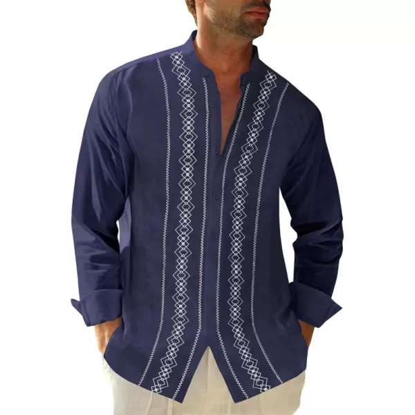 Cuban Guayabera Shirts for Men Short/Long Sleeve Casual Button Down Shirt Band Collar Beach Camp Mexican Shirt