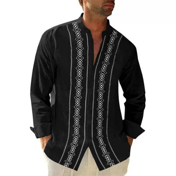 Cuban Guayabera Shirts for Men Short/Long Sleeve Casual Button Down Shirt Band Collar Beach Camp Mexican Shirt