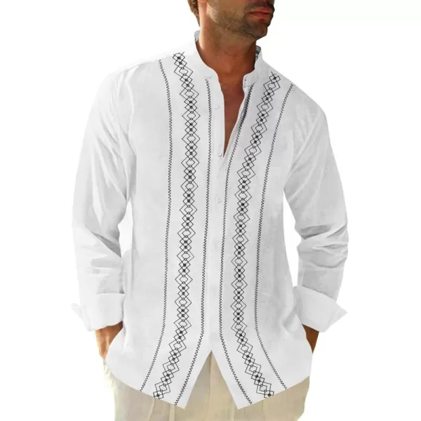 Cuban Guayabera Shirts for Men Short/Long Sleeve Casual Button Down Shirt Band Collar Beach Camp Mexican Shirt