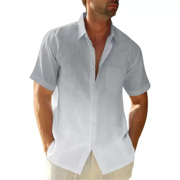 Mens Gradient Linen Shirts Casual Button Down Short Sleeve Beach Summer Shirts