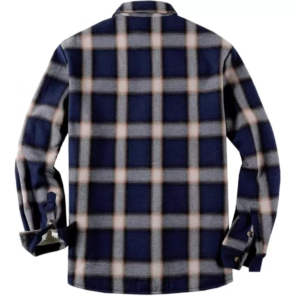 Beotyshow Mens Sherpa Fleece Lined Flannel Shirt Jacket Long Sleeve Button Down Plaid Winter Jacket