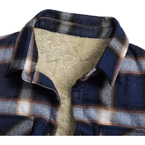 Beotyshow Mens Sherpa Fleece Lined Flannel Shirt Jacket Long Sleeve Button Down Plaid Winter Jacket