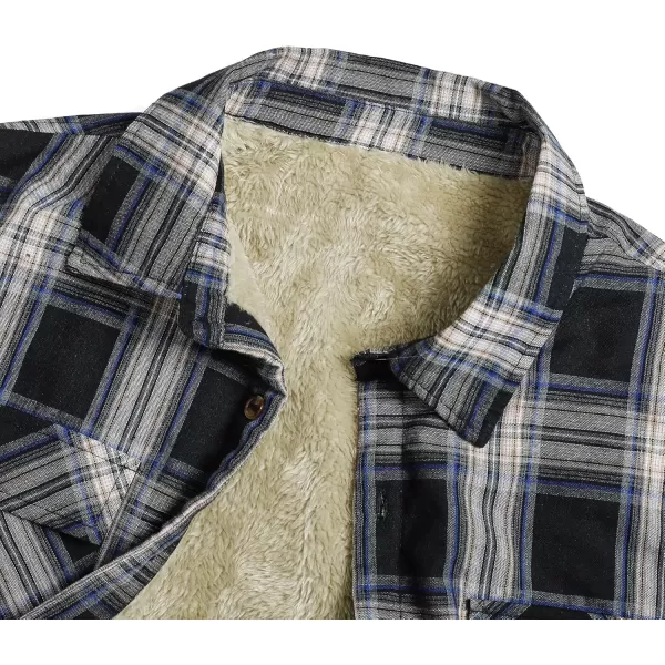 Beotyshow Mens Sherpa Fleece Lined Flannel Shirt Jacket Long Sleeve Button Down Plaid Winter Jacket