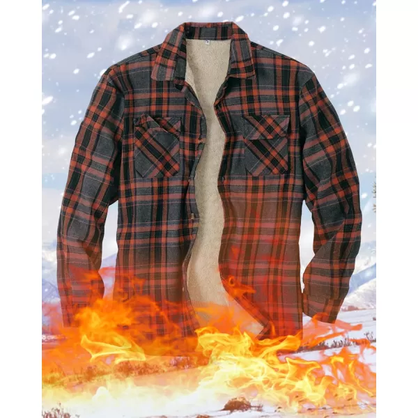 Beotyshow Mens Sherpa Fleece Lined Flannel Shirt Jacket Long Sleeve Button Down Plaid Winter Jacket