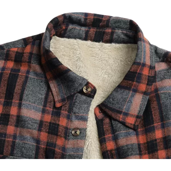 Beotyshow Mens Sherpa Fleece Lined Flannel Shirt Jacket Long Sleeve Button Down Plaid Winter Jacket