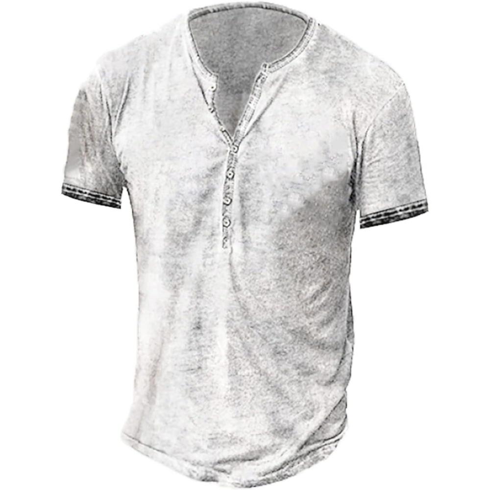 imageMens Distressed Henley Shirts Retro Short Sleeve Tee Shirts Casual Button Down Washed TShirts for Men1white