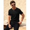 imageBeotyshow Mens Ribbed Knit T Shirts Short Sleeve Crew Neck Slim Fit Stretchy Muscle Shirts Basic Solid Tee TopsBlack