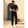 imageBeotyshow Mens Ribbed Knit T Shirts Short Sleeve Crew Neck Slim Fit Stretchy Muscle Shirts Basic Solid Tee TopsBlack