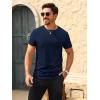 imageBeotyshow Mens Ribbed Knit T Shirts Short Sleeve Crew Neck Slim Fit Stretchy Muscle Shirts Basic Solid Tee TopsDark Blue
