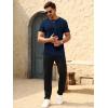 imageBeotyshow Mens Ribbed Knit T Shirts Short Sleeve Crew Neck Slim Fit Stretchy Muscle Shirts Basic Solid Tee TopsDark Blue